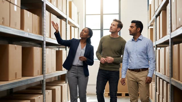 Auditors checking a client's records on the shelves